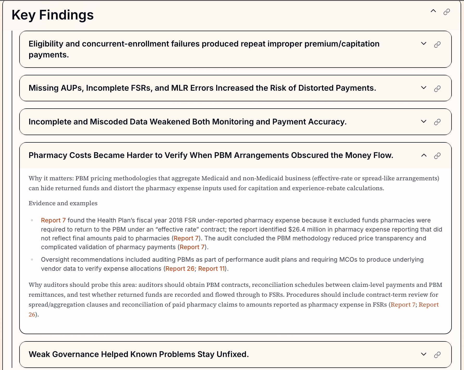 Managed Care Findings
