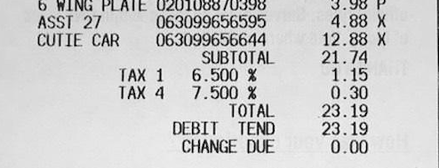 Receipt example.