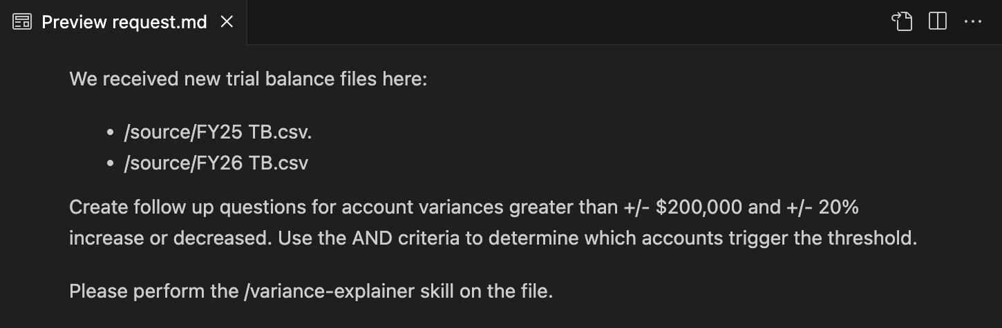 Example of a request
